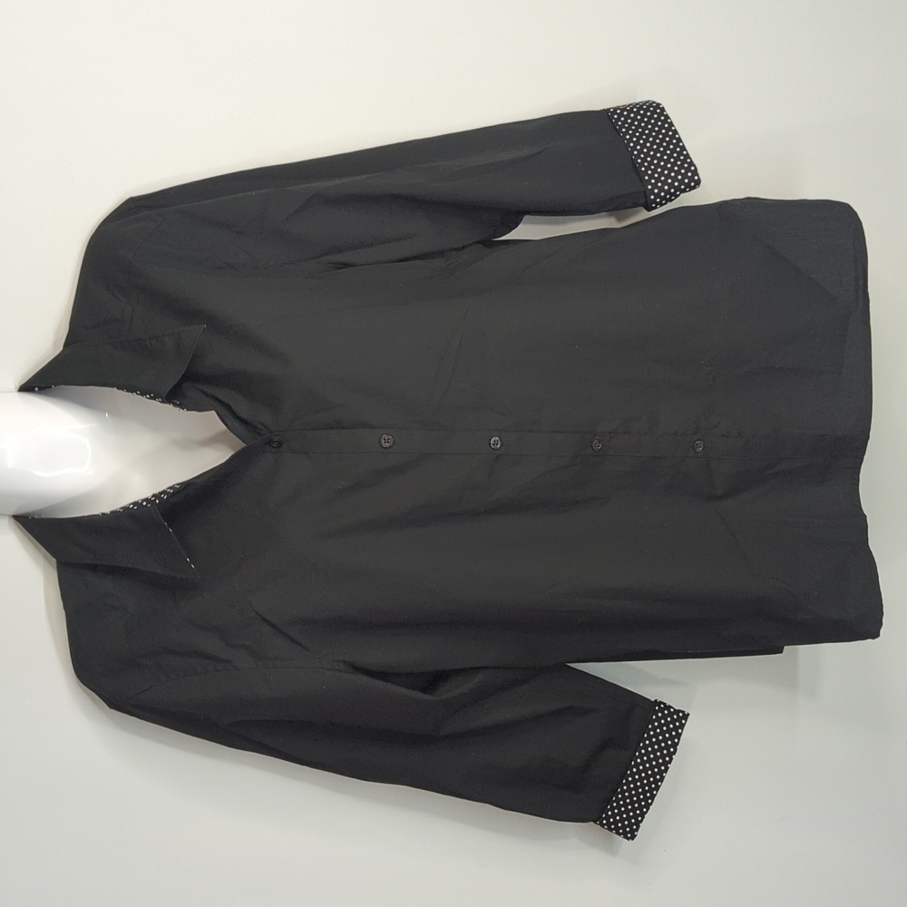 Lauren‎ Ralph Lauren Black Polka Trim Cotton Button-Down Pin up Shirt Womens XL